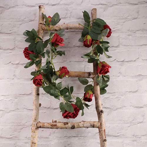 Red Roses Artificial Silk Flowers Garland 175cm Product Image