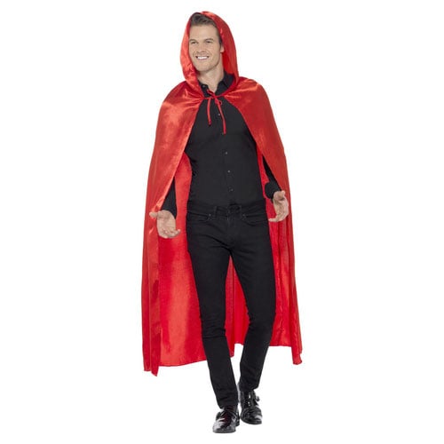 Red Satin Hooded Cape Fancy Dress Costume Accessory One Size Product Gallery Image