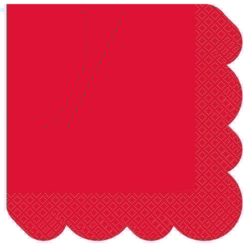 Red Scalloped Paper Luncheon Napkins 33cm 2 Ply - Pack of 16 Product Gallery Image