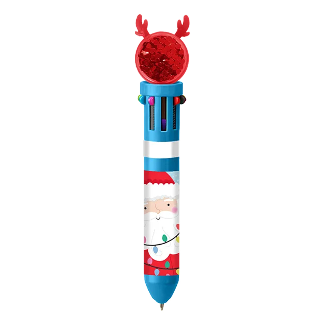Red Sequin Antler Christmas 10-Colour Pen