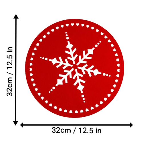 Red Snowflakes Christmas Felt Placemats 32cm - Pack of 4 Product Gallery Image