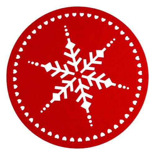 Red Snowflakes Christmas Felt Placemats 32cm - Pack of 4 Product Gallery Image