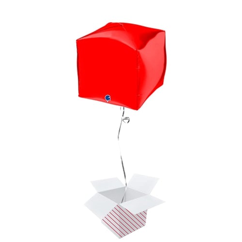 Red 4D Square Shape Foil Helium Balloon - Inflated Balloon in a Box Product Image