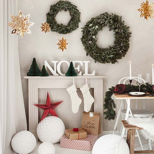 Red Star Mirrored Paper Hanging Decoration 30cm Product Gallery Image