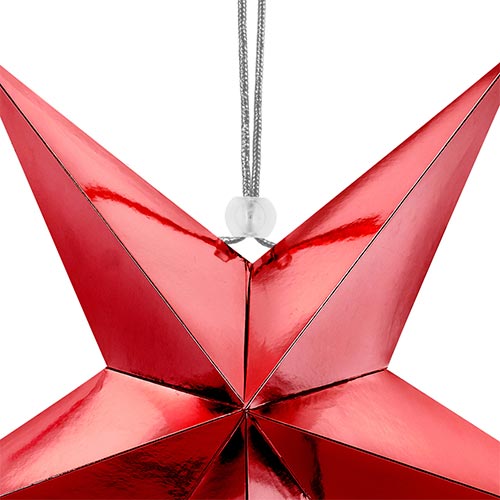 Red Star Mirrored Paper Hanging Decoration 30cm Product Gallery Image