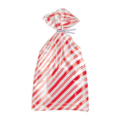 Red Stripes Clear Cello Gift Bags with Twist Ties - Pack of 20 Product Gallery Image
