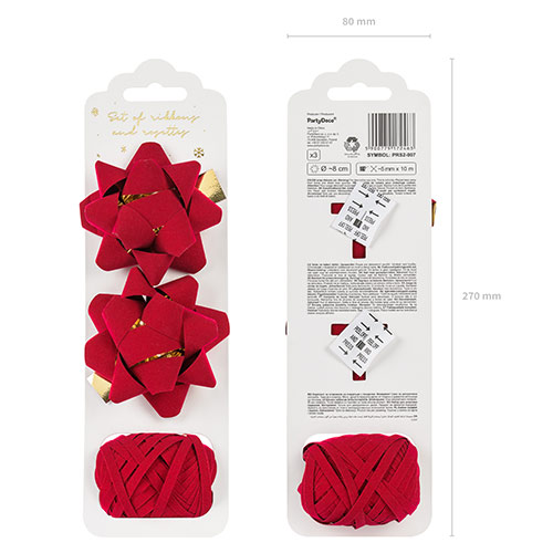 Red Velour Ribbon Cops & Bows - Pack of 3 Product Gallery Image