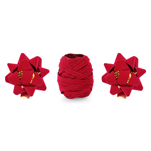 Red Velour Ribbon Cops & Bows - Pack of 3 Product Gallery Image