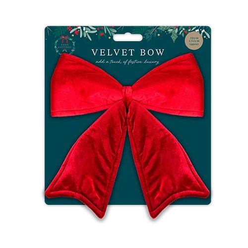 Red Velvet Christmas Bow Decoration 32cm