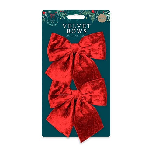 Red Velvet Christmas Decorative Bows 15cm - Pack of 2 Product Image