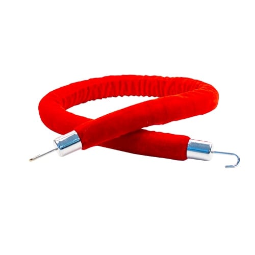 Red Velvet Rope with Silver Plastic Hooks 110cm Product Image
