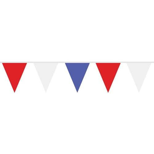 Red, White & Blue Fabric Triangle Flag Bunting 7m