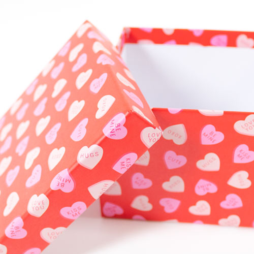 Red with Sweet Phrases Love Hearts Valentine's Square Gift Box 16cm Product Gallery Image