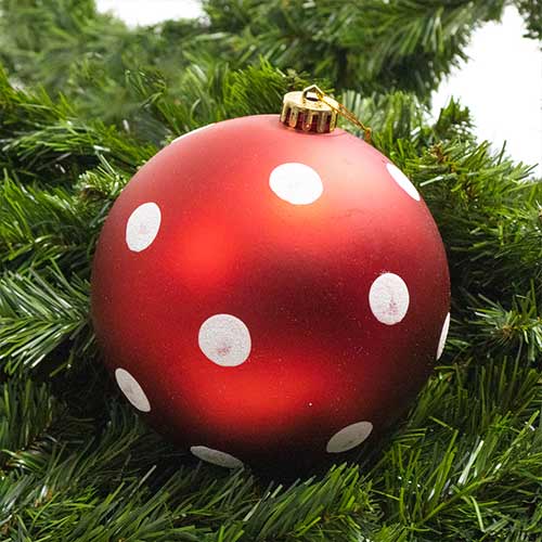 Matte Red with White Glitter Polka Dots Shatterproof Christmas Bauble 15cm Tree Decoration Product Gallery Image