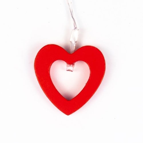 Red Wooden Hearts Valentines LED String Lights 1.2m Product Gallery Image