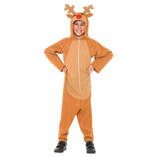 Reindeer All In One Christmas Fancy Dress Costume Kids Unisex Large - Age 10-12 Product Gallery Image