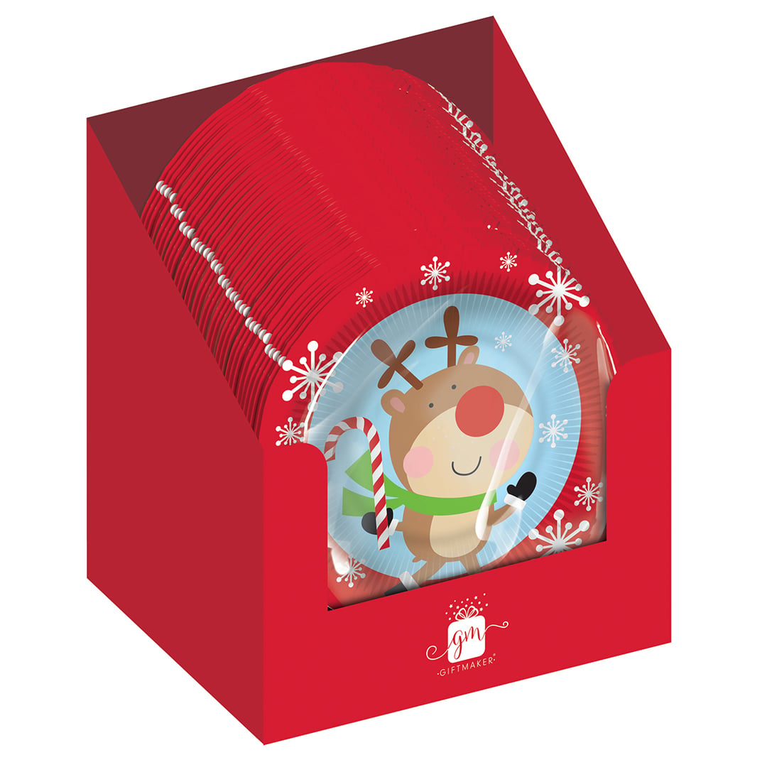 Reindeer Christmas Character Round Paper Bowls 20cm - Pack of 6