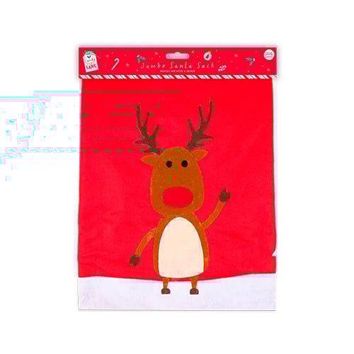 Reindeer Christmas Jumbo Fabric Present Sack 70cm