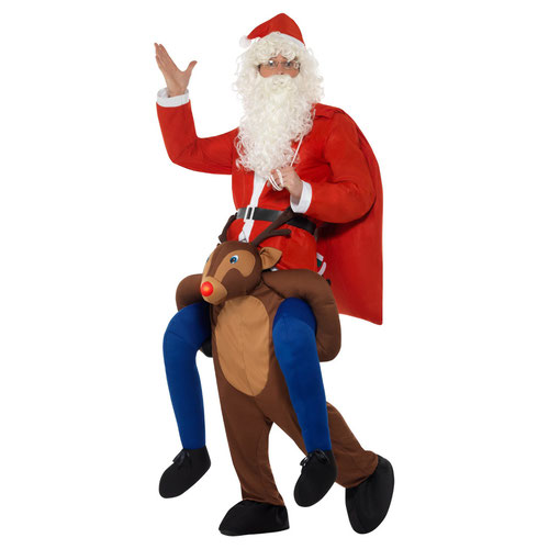 Reindeer Rudolph Christmas Piggyback Fancy Dress Costume Unisex Adult One Size Product Gallery Image