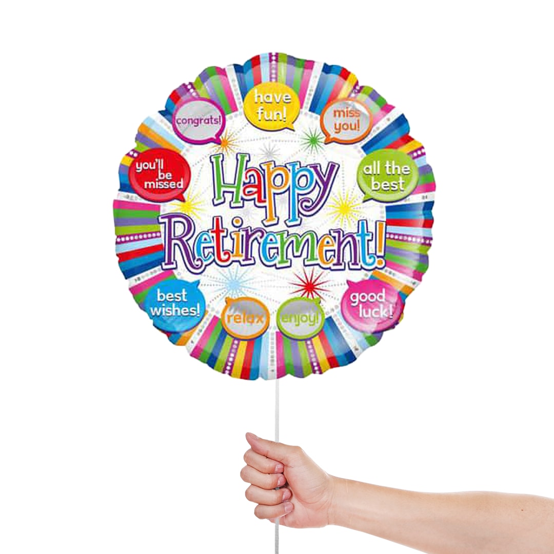 Retirement Speech Bubbles Round Foil Helium Balloon 46cm / 18 in Product Gallery Image