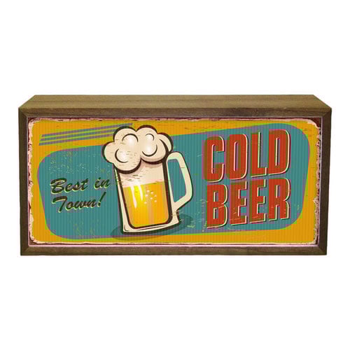 Retro Cold Beer Best In Town LED Light Box Wood Room Sign Product Gallery Image