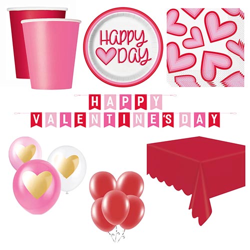 Retro Valentine Hearts 16 Person Deluxe Party Pack Product Image