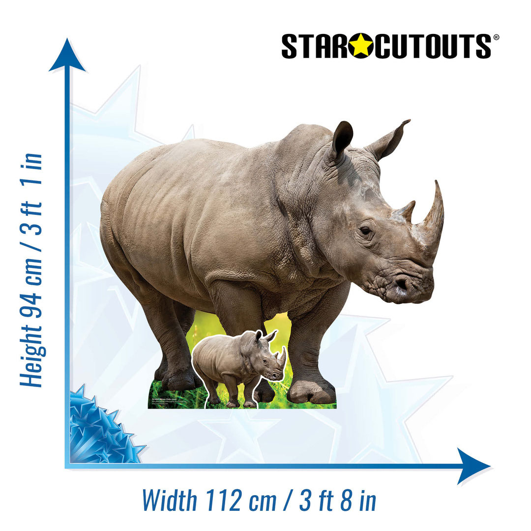Rhino Side View Lifesize Cardboard Cutout 94cm Product Gallery Image