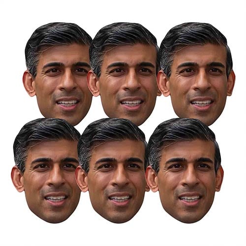 Rishi Sunak Cardboard Face Masks - Pack of 6