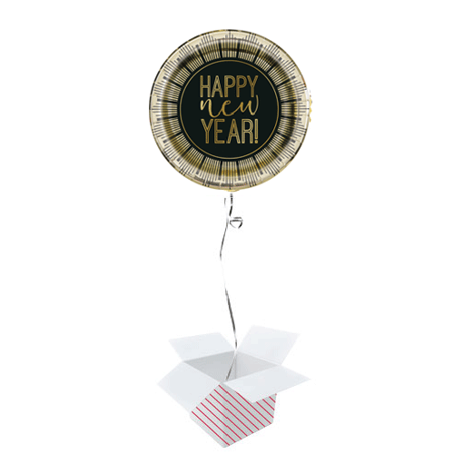 Roaring New Year Round Foil Helium Balloon - Inflated Balloon in a Box Product Gallery Image