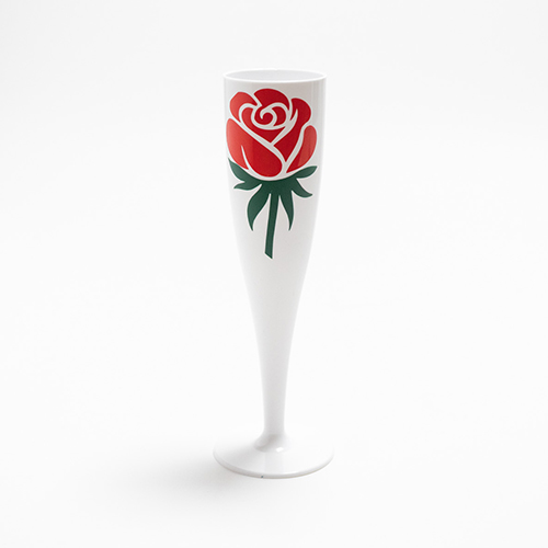 Romantic Rose Design White Plastic Flute Product Gallery Image