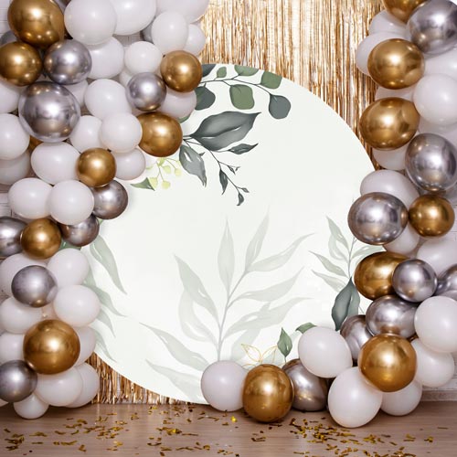 Rose Foliage Design Circle Sailboard Backdrop Product Gallery Image