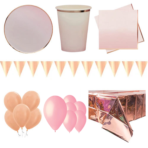 Rose Gold & Pink Ombre 16 Person Deluxe Party Pack
