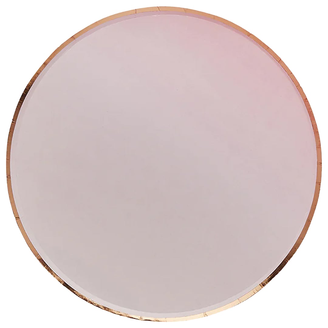 Rose Gold & Pink Ombre Round Paper Plates 23cm - Pack of 8