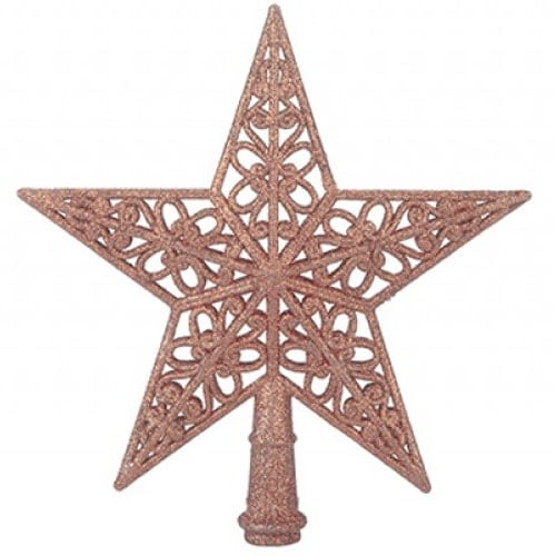 5 Tip Glittered Rose Gold Christmas Tree Top Star 20cm Product Image