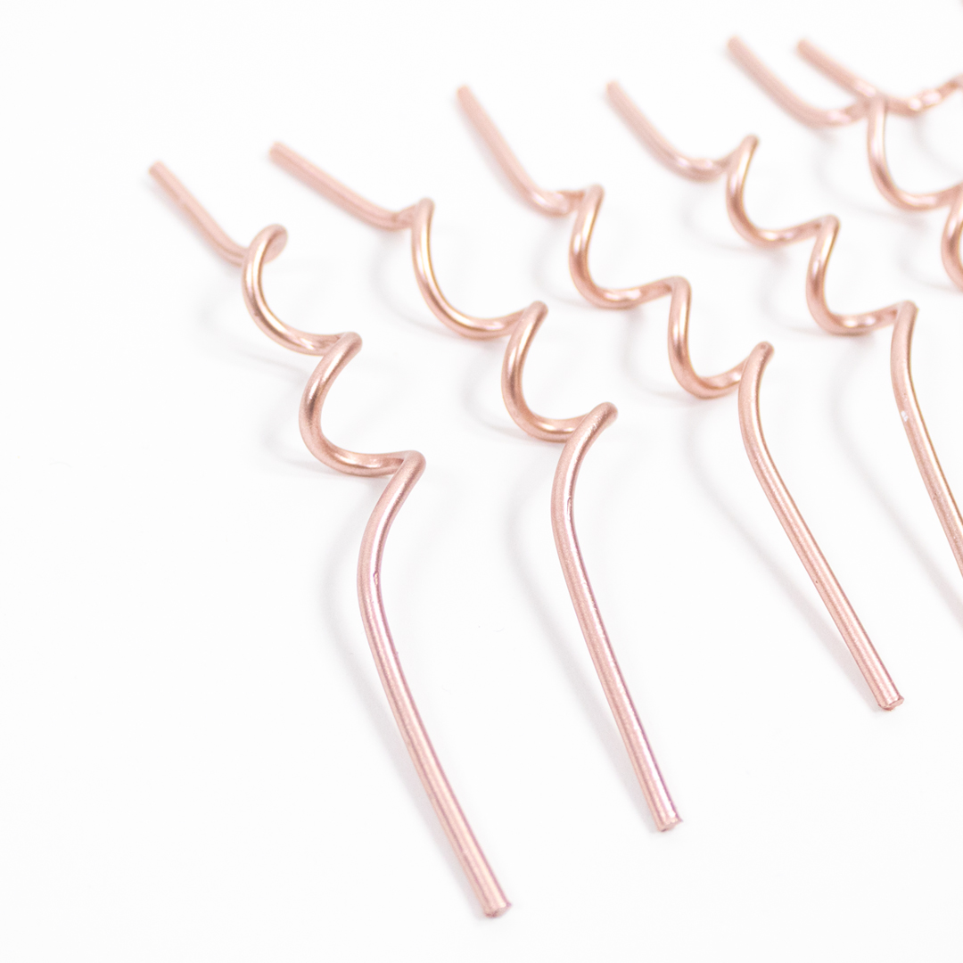 Rose Gold Curly Birthday Candles with Holders - Pack of 12 Product Gallery Image