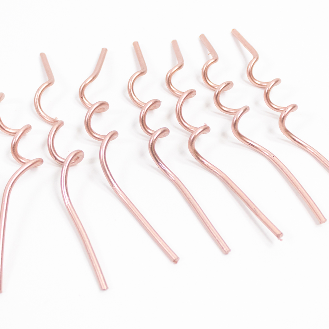 Rose Gold Curly Birthday Candles with Holders - Pack of 12 Product Gallery Image
