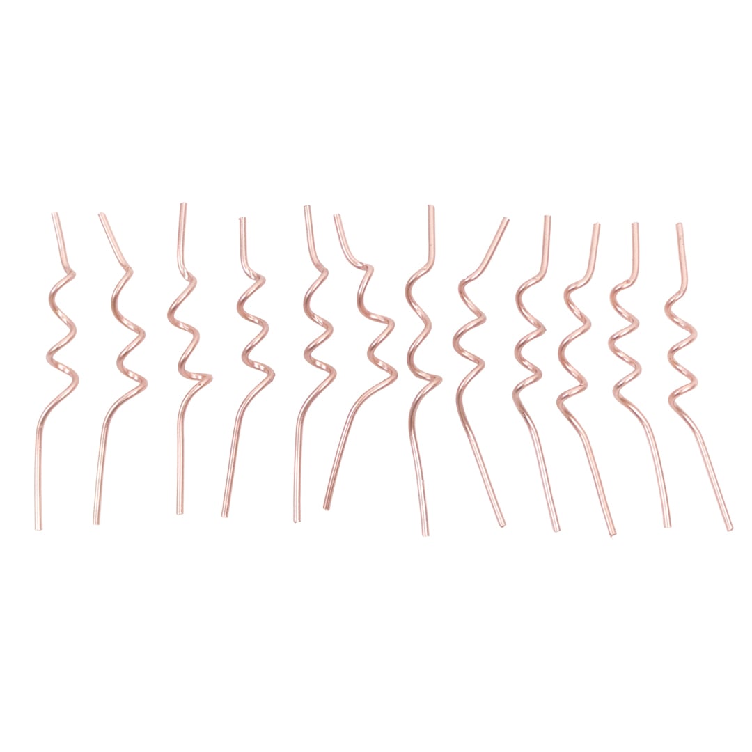 Rose Gold Curly Birthday Candles with Holders - Pack of 12
