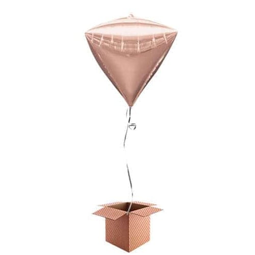 Rose Gold Diamondz Foil Helium Balloon - Inflated Balloon in a Box