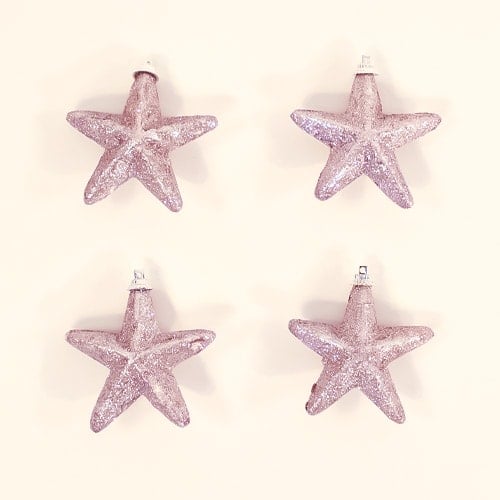 Rose Gold Glittered Star Christmas Tree Decorations 8cm - Pack of 4