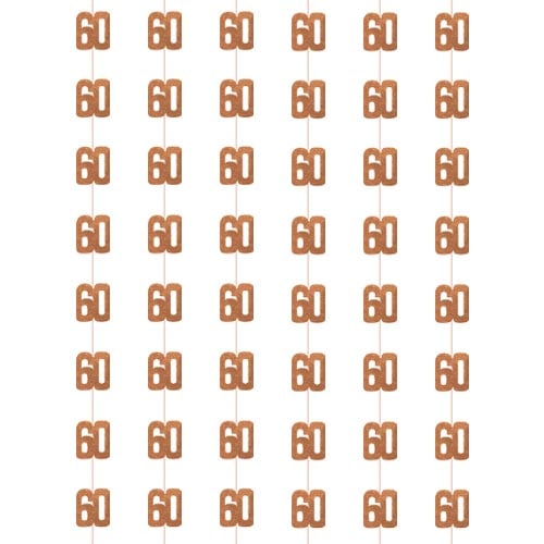 Rose Gold Glitz 60th Birthday Prismatic Foil Hanging Decorations 1.5m / 5 ft - Pack of 6 Product Gallery Image