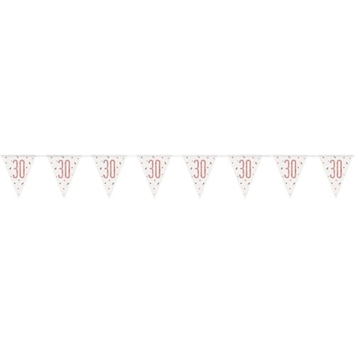 Rose Gold Glitz Age 30 Holographic Foil Pennant Bunting 274cm Product Image