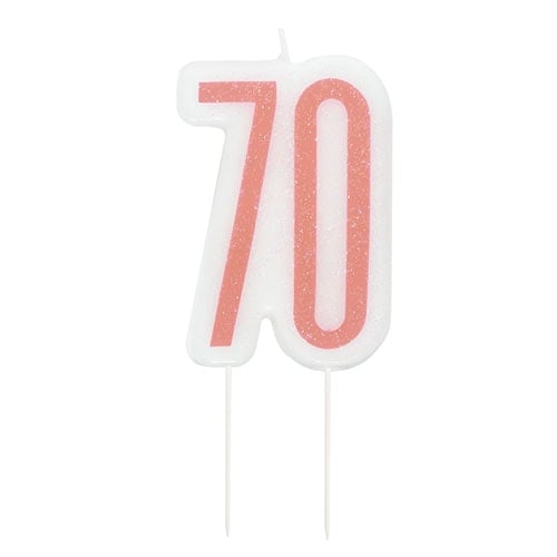 Rose Gold Glitz Age 70 Birthday Candle 9cm  Product Image