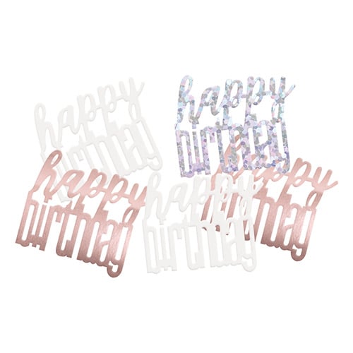 Rose Gold Glitz Happy Birthday Holographic Assorted Table Confetti 14g