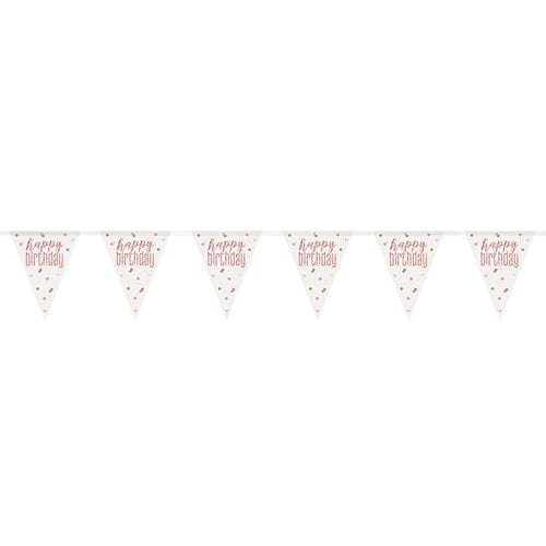 Rose Gold Glitz Happy Birthday Holographic Foil Pennant Bunting 274cm Product Image
