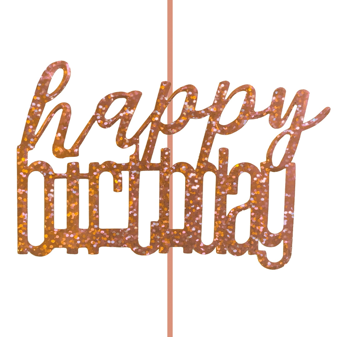 Rose Gold Glitz Happy Birthday Prismatic Foil Hanging Decorations 1.5m / 5 ft - Pack of 6 View 2