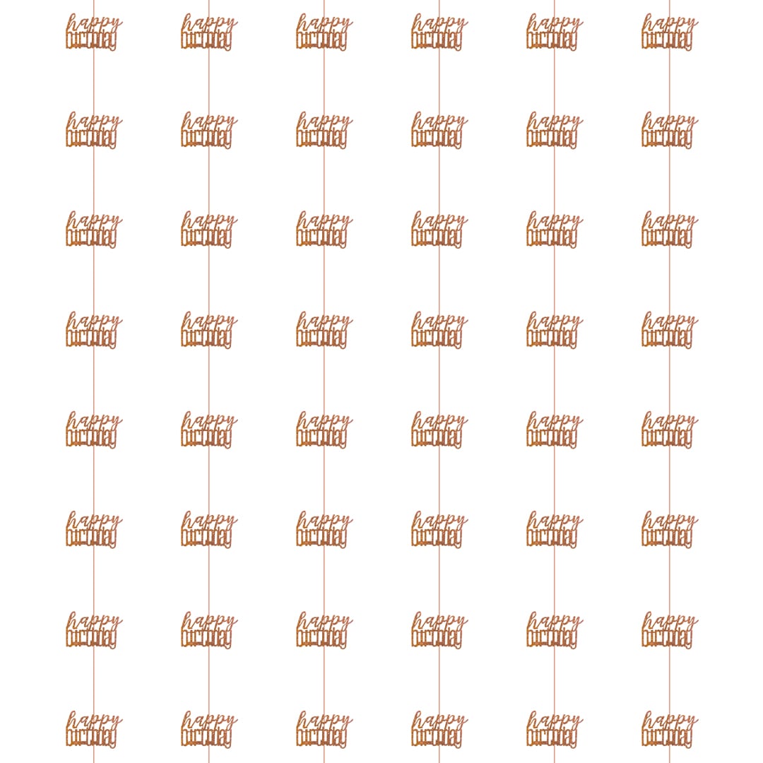 Rose Gold Glitz Happy Birthday Prismatic Foil Hanging Decorations 1.5m / 5 ft - Pack of 6