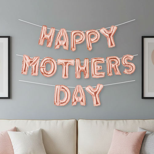 Rose Gold Happy Mothers Day Spellout Air Fill Foil Balloon Banner Kit