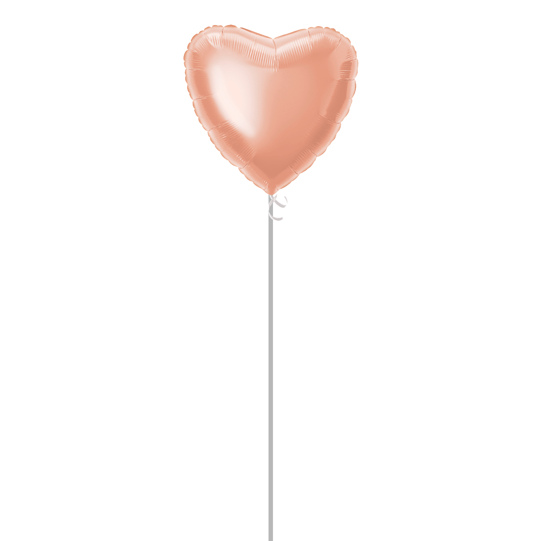 Rose Gold Heart Shape Foil Helium Balloon - Inflated Balloon In A Box Product Gallery Image