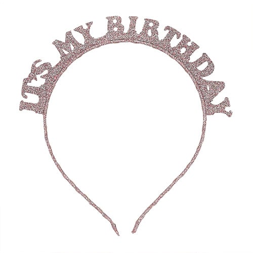 Rose Gold 'It's My Birthday' Glitter Headband Product Gallery Image