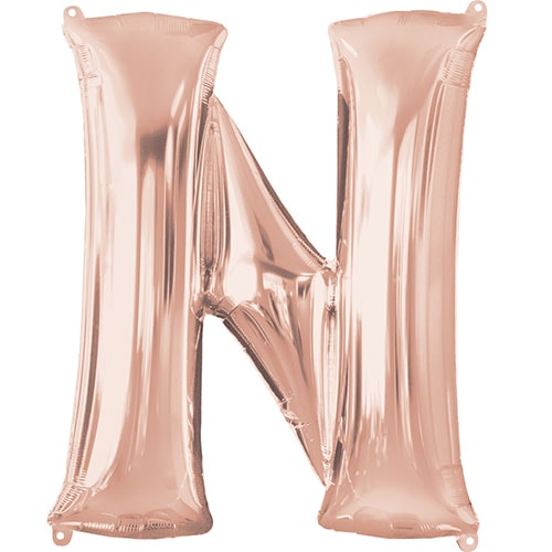 Rose Gold Letter N Air Fill Foil Balloon 40cm / 16 in Bundle Product Image